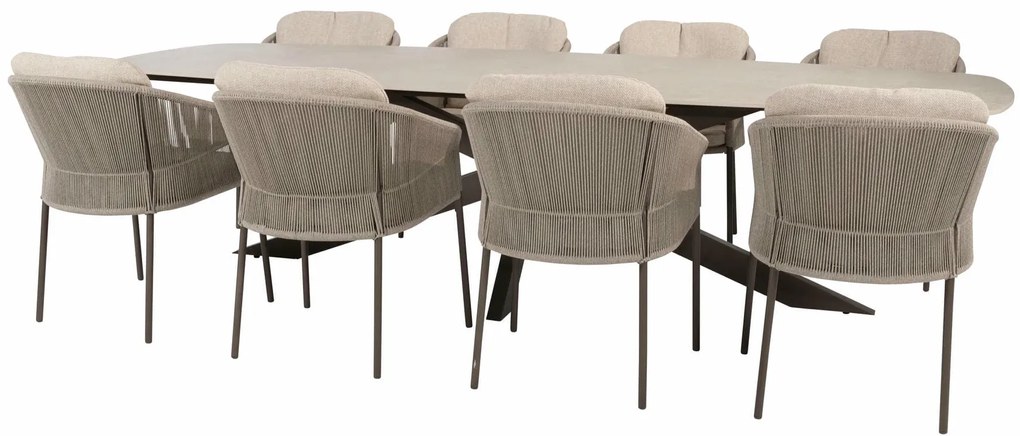 Taste by 4 Seasons Florence tuinset terre met Prado tafel met keramisch blad 300 cm Tuinset bruin weerbestendig