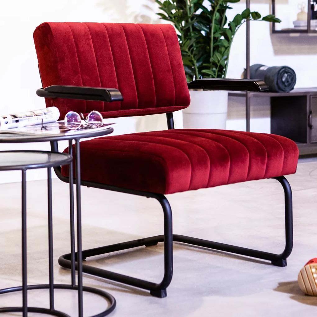 By-Boo Operator Fluwelen Retro Fauteuil Rood
