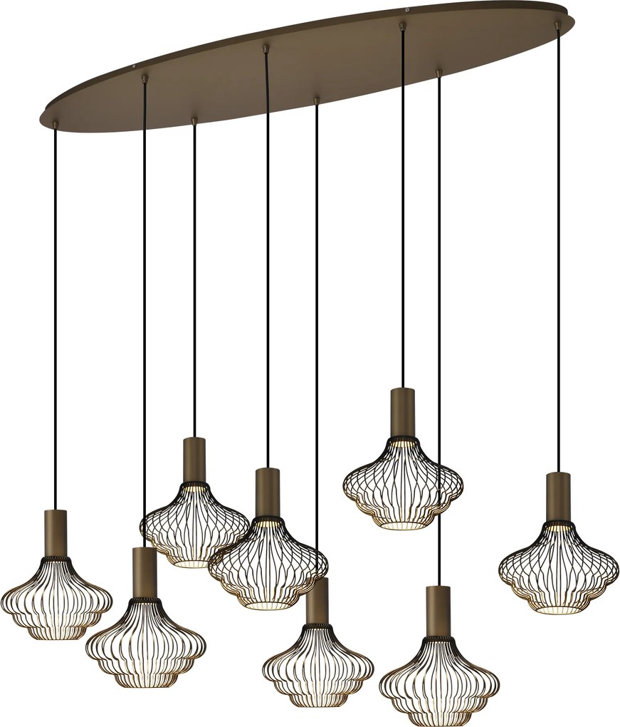 Asli 8-lichts Hanglamp Zacht Brons