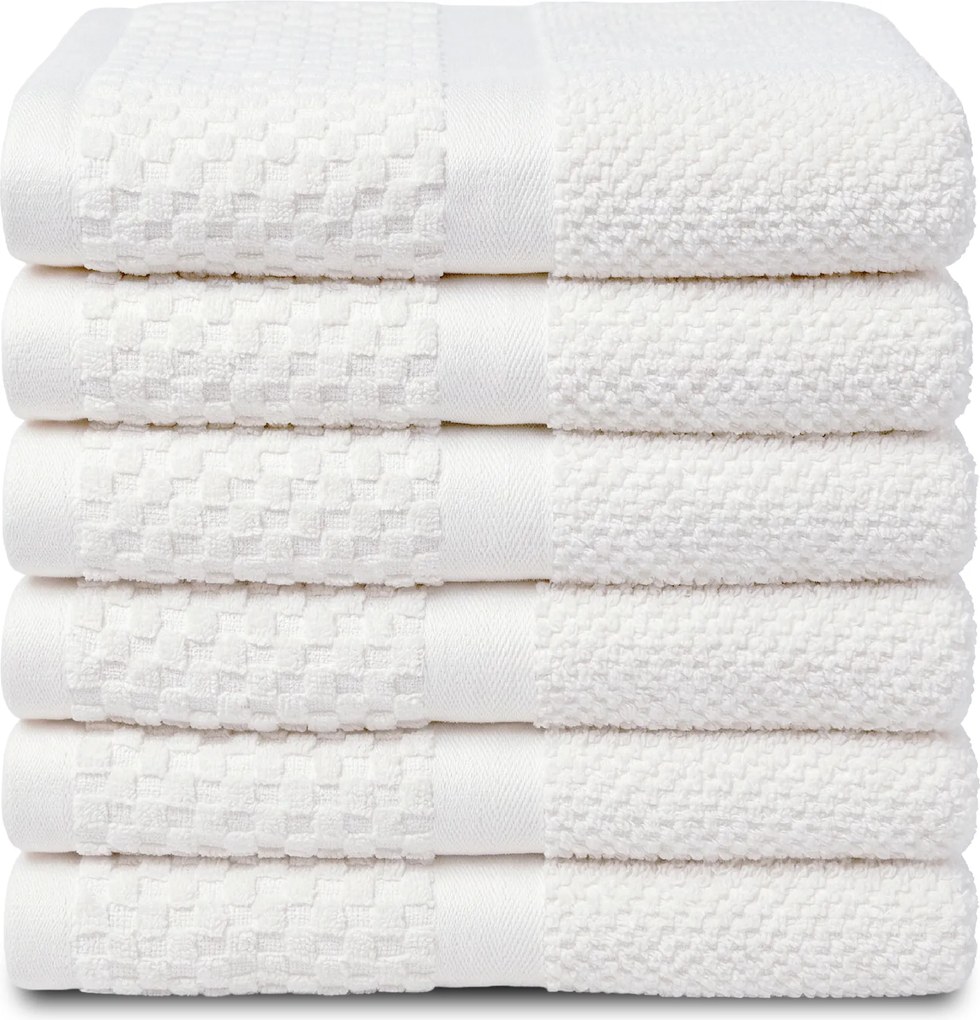 Handdoek Soft Popcorn Collectie – 6 stuks – 50×90 – wit