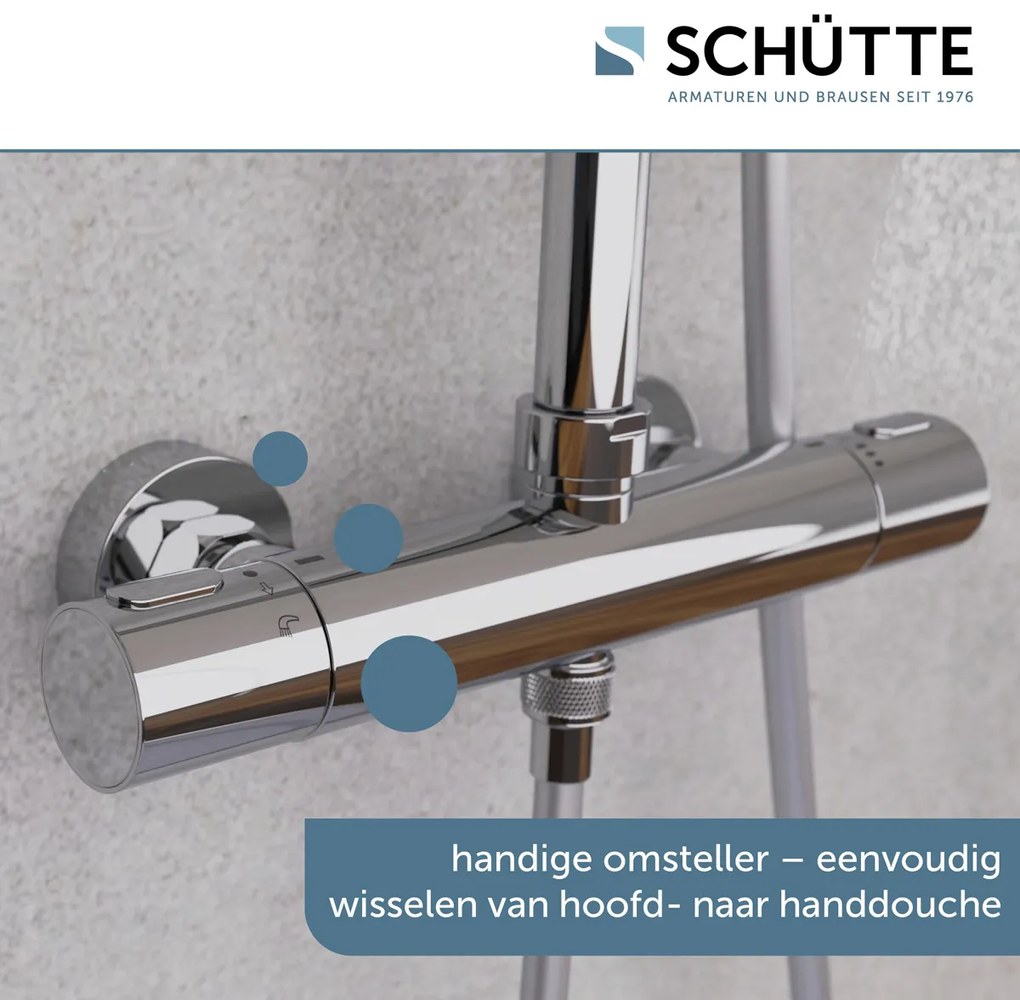 Schutte Aquaduct regendoucheset met thermostatische kraan chroom