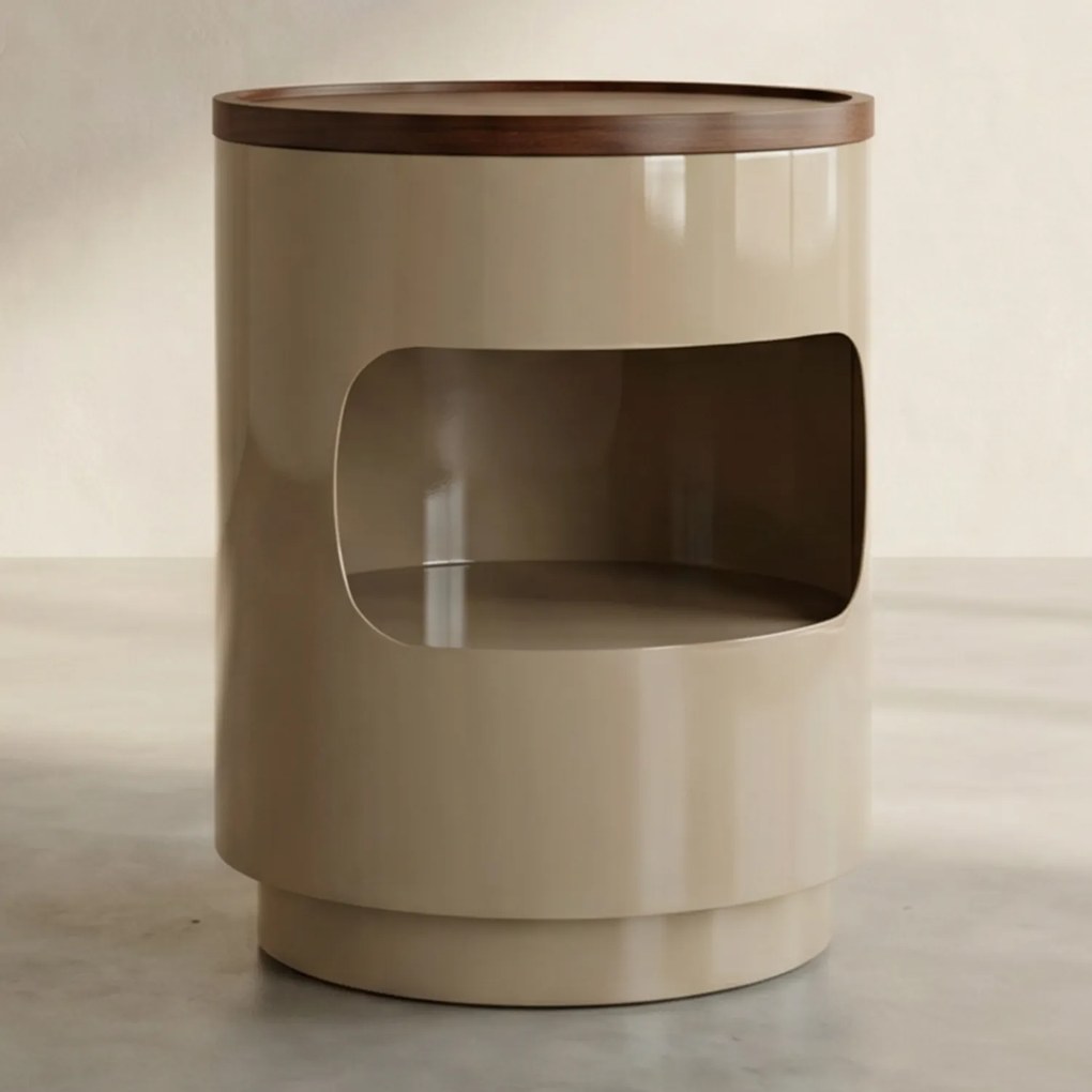 Bijzettafel Met Opberg Taupe - 37 X 37cm.