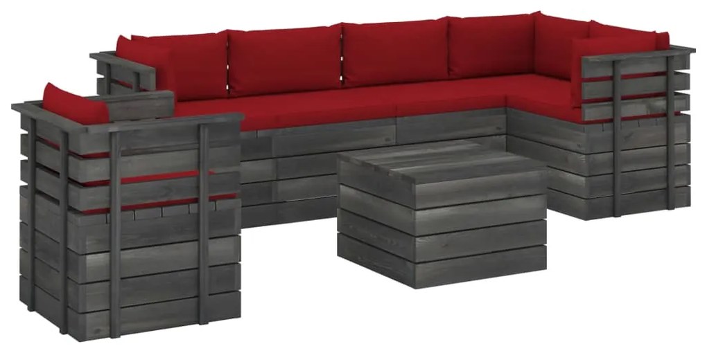 vidaXL 7-delige Loungeset met kussens pallet massief grenenhout