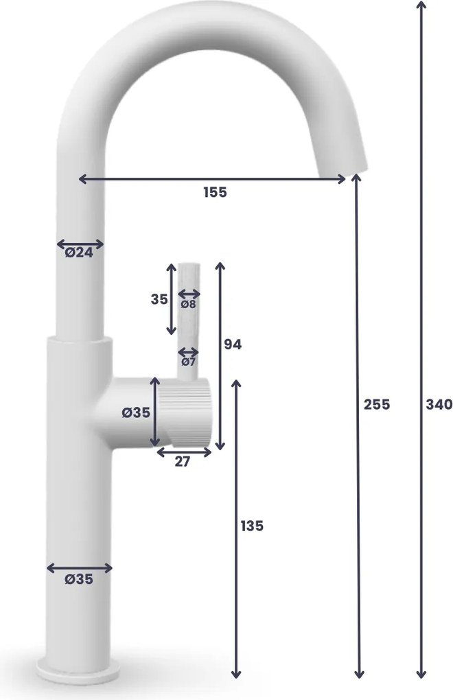 Saniclear Highriser Stripes wastafelkraan chroom