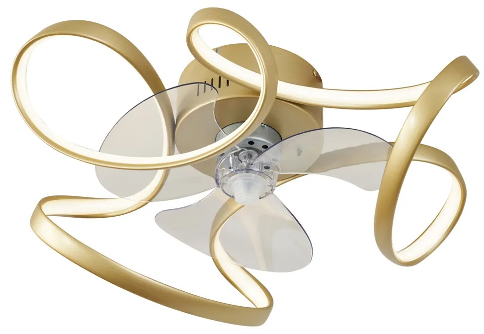 Plafondventilator met lamp messing 55cm incl. LED dimbaar met afstandsbediening - Mandy Design rond Binnenverlichting Lamp