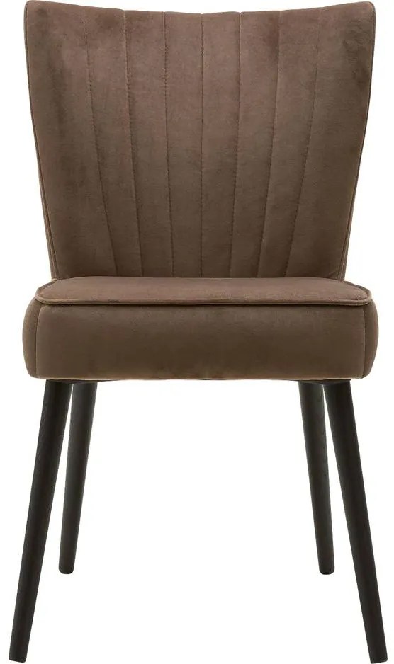 Goossens Eetkamerstoel Rob bruin velvet stof leuning, urban industrieel