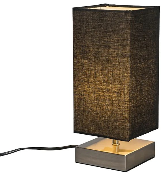 Moderne tafellamp zwart met staal - Milo Design, Industriele / Industrie / Industrial, Modern E14 vierkant Binnenverlichting Lamp