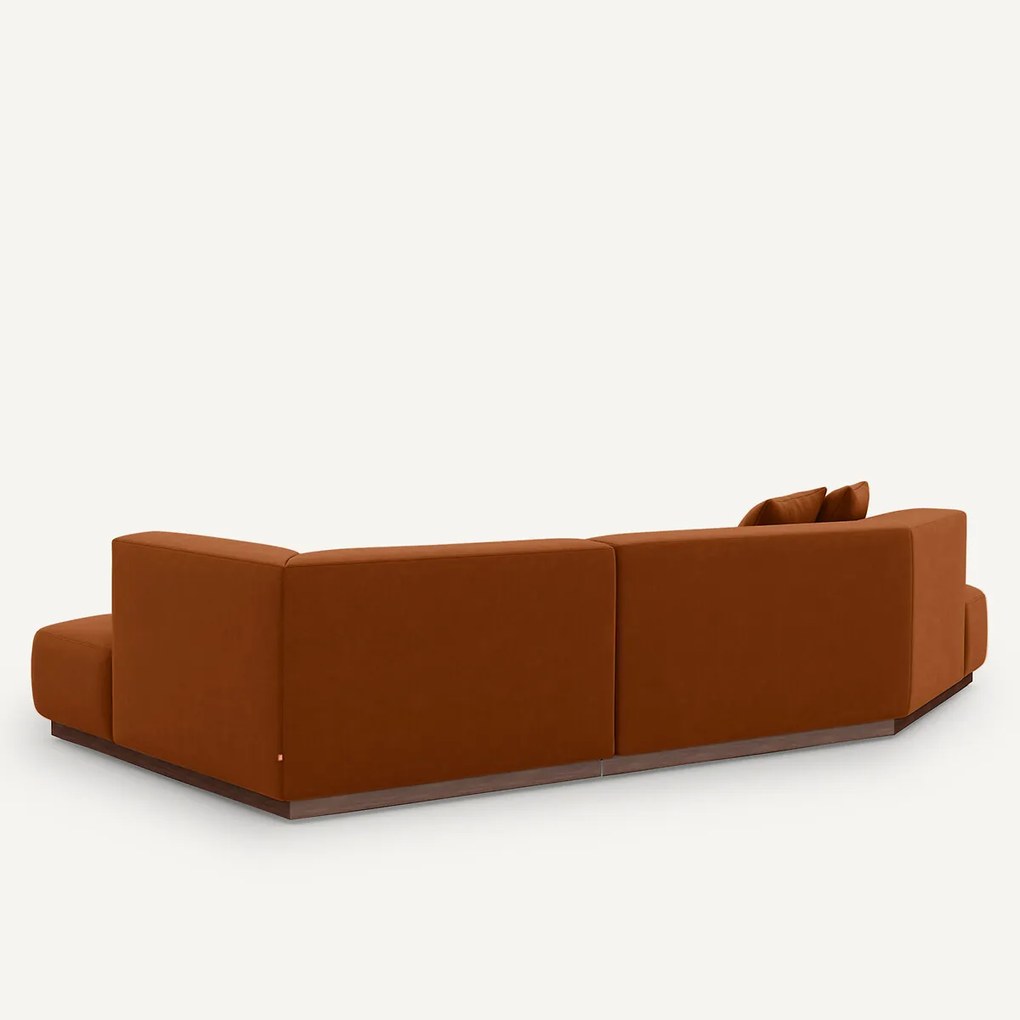 Rechter open hoekbank in fluweel, Jacopo