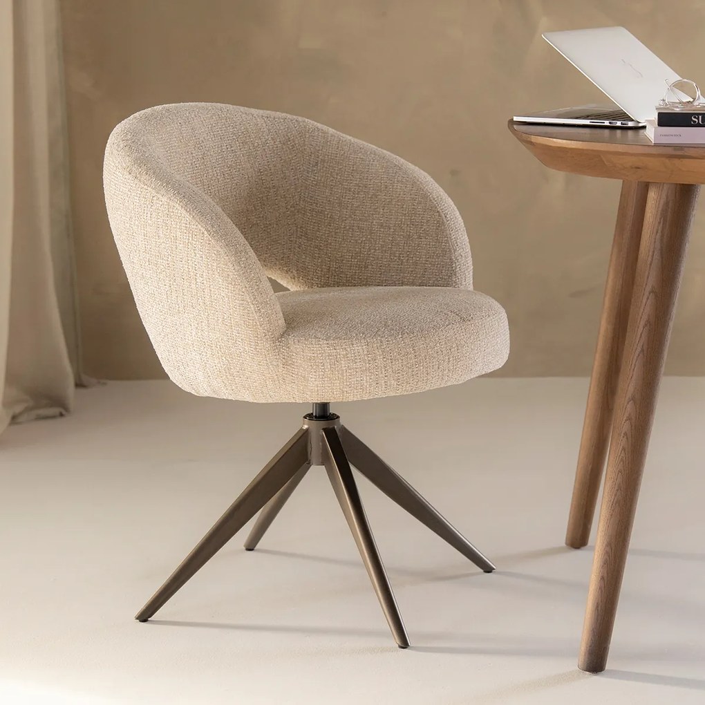 Eleonora Alissa Ronde Eetkamerstoel Taupe