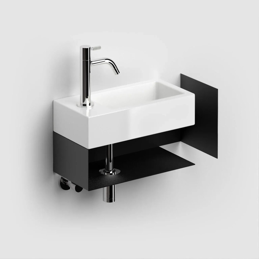 Clou Flush 3 open kast met handdoekhouder links zwart mat