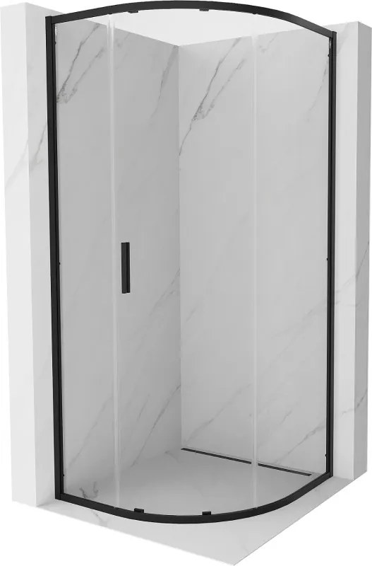 Mexen Exo halve cirkel douchecabine schuif 90 x 90 cm, transparant, zwart - 8131-090-090-70-00