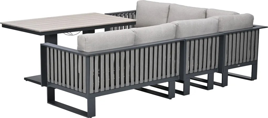 Garden Impressions Gabon - Brugge lounge dining set 5-delig - donker grijs