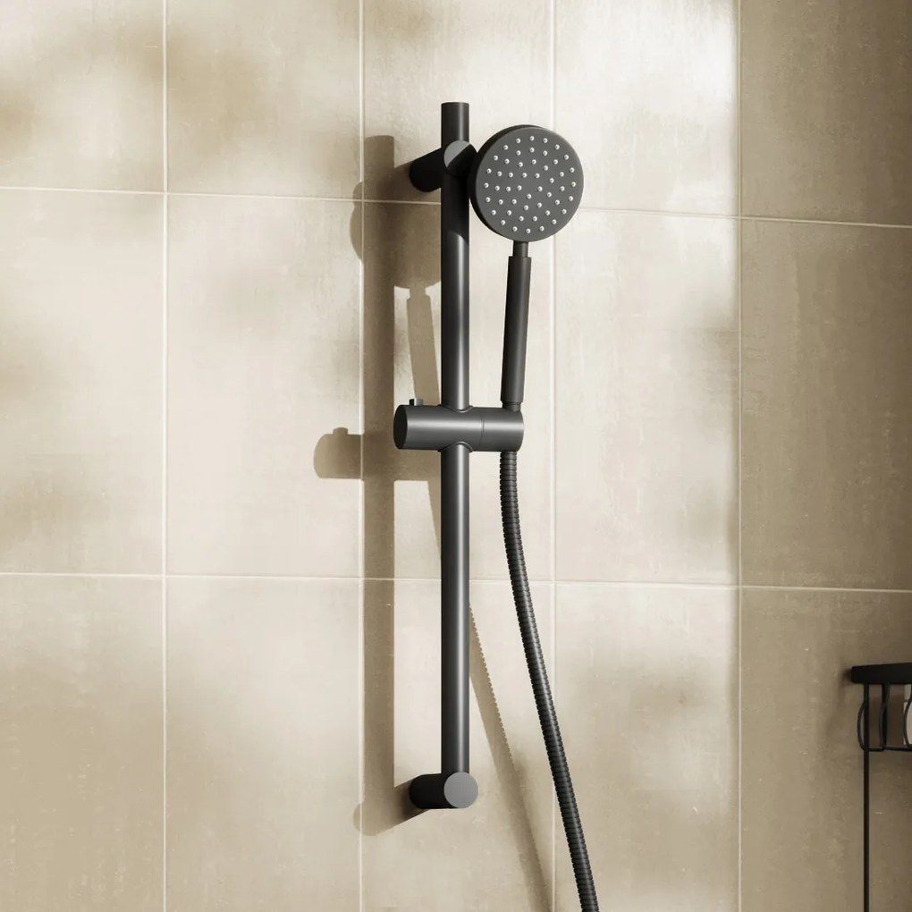 Saniclear Nero glijstangset met Vision handdouche zwart mat