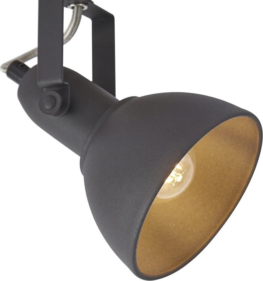 Industriële spot zwart met hout draai- en kantelbaar - Jakub