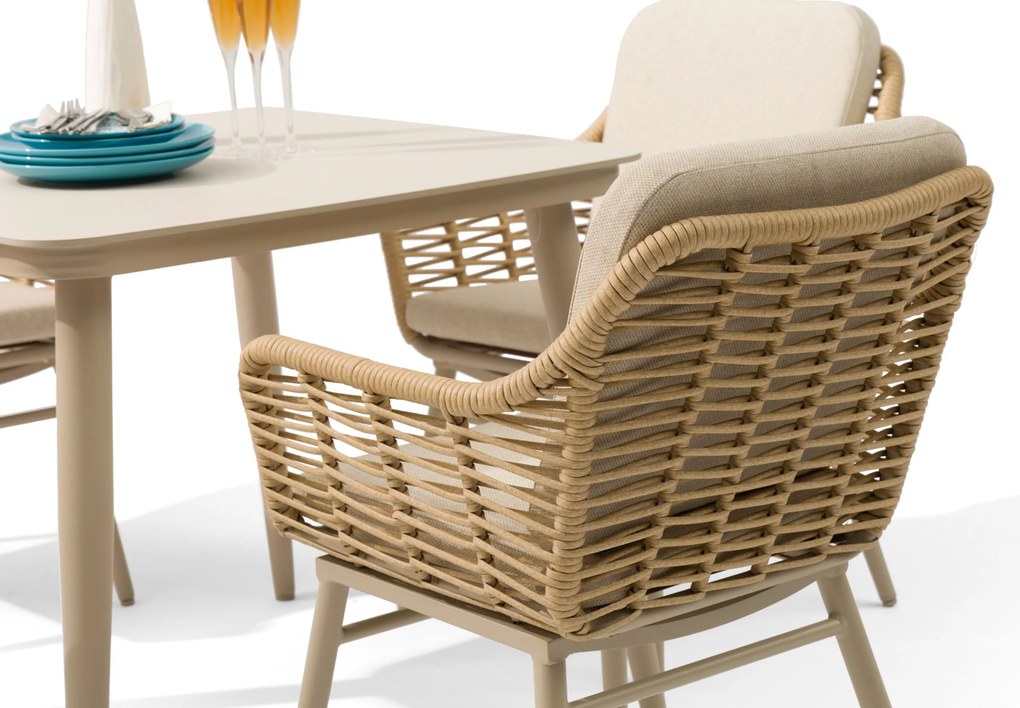 Tuinset 6 personen 160 cm Aluminium/rope Taupe Coco Antoni/Rockville