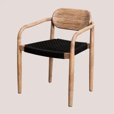 Set Van 4 Eetkamerstoelen Met Houten Armleuningen Naele Zwart - Sklum