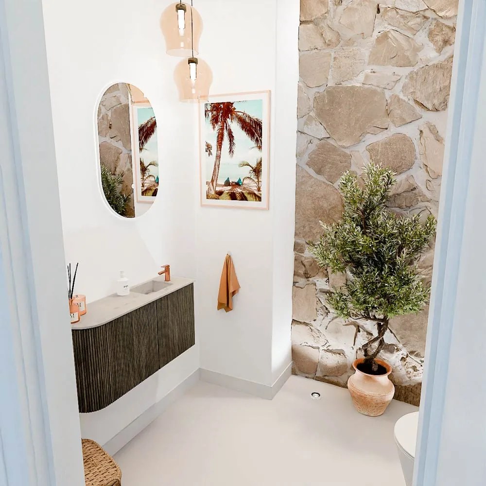 Mondiaz Joya DLux 80cm toiletmeubel ronding links shadow met wastafel faye rechts 1 kraangat opalo