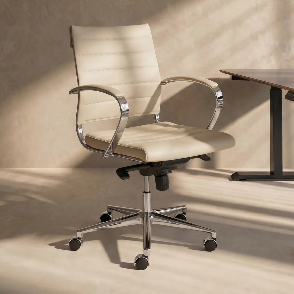 Design Bureaustoel Van Wit PU-leder
