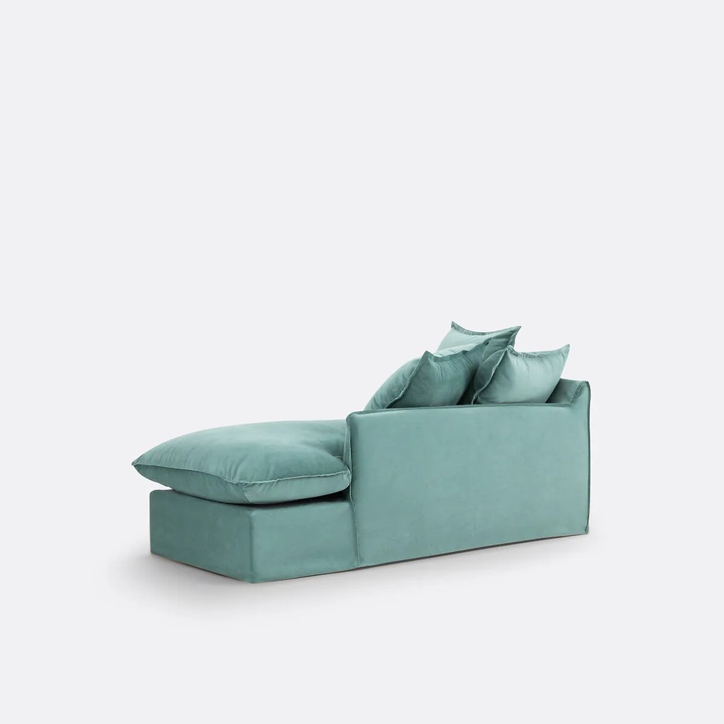 Longchair in fluweel, rechts, Odna