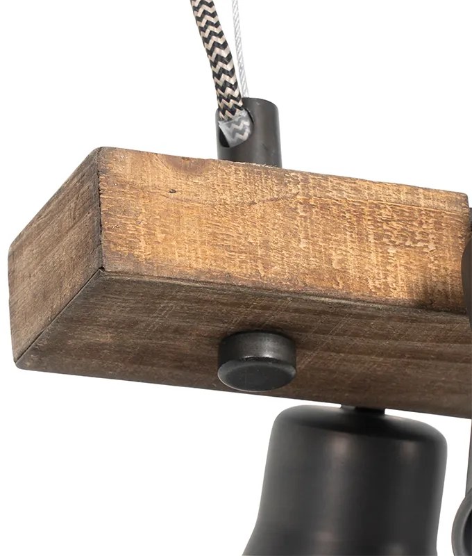 Eettafel / Eetkamer Landelijke hanglamp zwart met hout 6-lichts - Jelle Landelijk GU10 Binnenverlichting Lamp