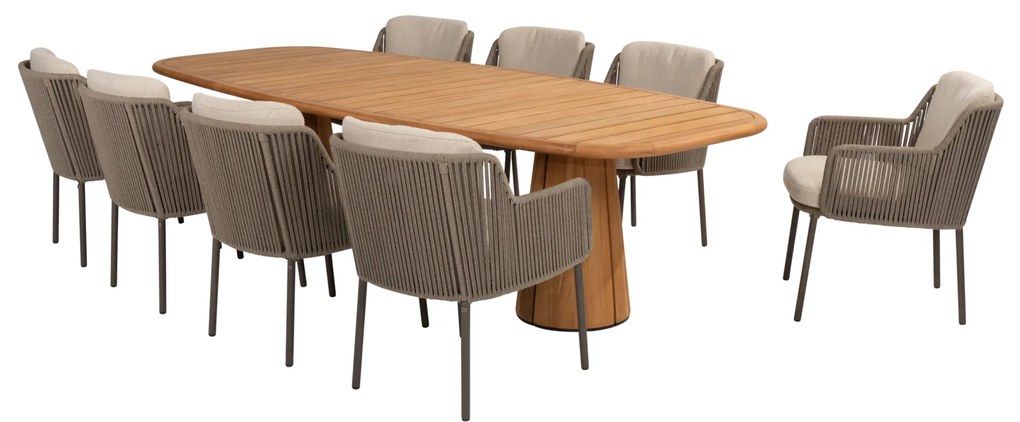 Capri Bernini dining tuinset 280x110xH75 cm 9 delig teak barrel terre 4 Seasons Outdoor