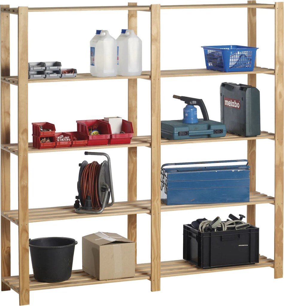 Practo Home opbergrek met 5 legborden - Max. 250KG - Dubbel - 175x175x40cm - Extra stevig
