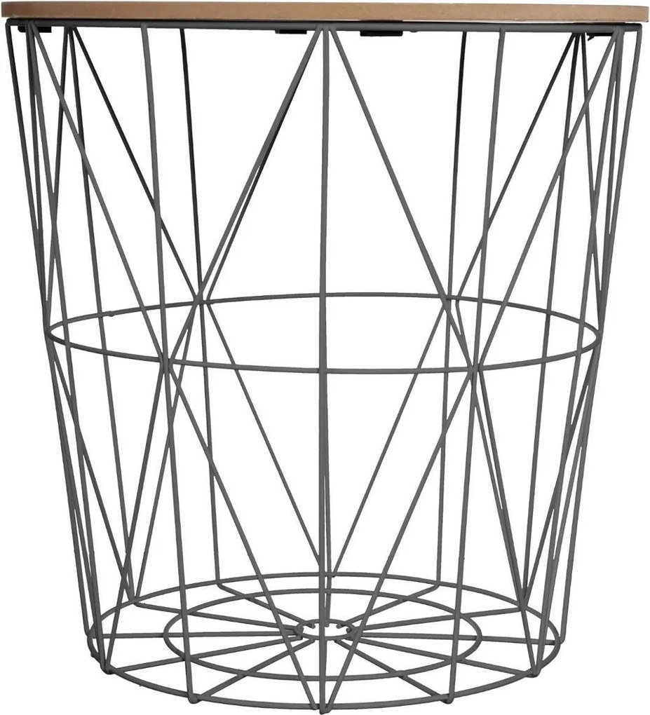 Atmosphera zwarte bijzettafel'Kumi'met metalen poten - Diameter 39,5 x H41 cm