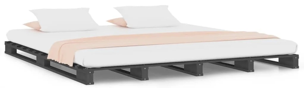 vidaXL Bedframe massief grenenhout grijs 140x190 cm