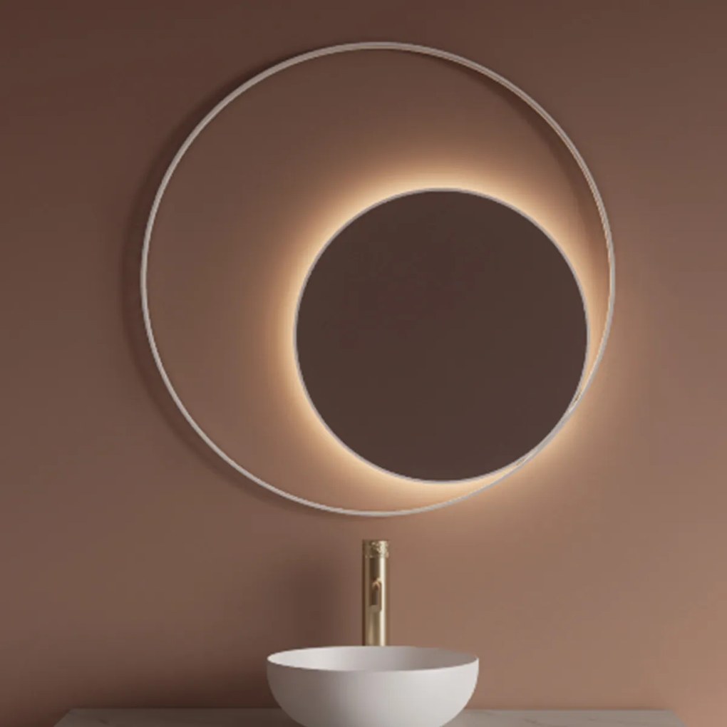 Gliss Design Kosmos spiegel rond met cirkel 90cm mat wit met handsensor
