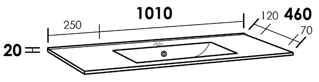 Sanituba Empoli wastafel keramiek met kraangat 100cm