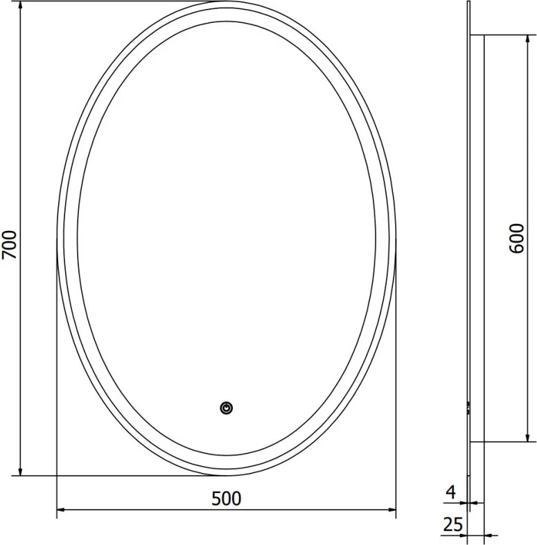 Mexen Elz badkamerspiegel verlicht 50 x 70 cm, LED 6000K, anti-condens - 9802-050-070-611-00