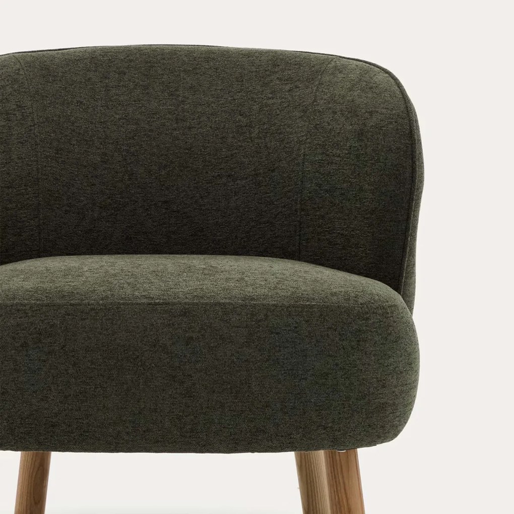 Kave Home Ulit Fauteuil Groen Chenille Met Houten Pootjes