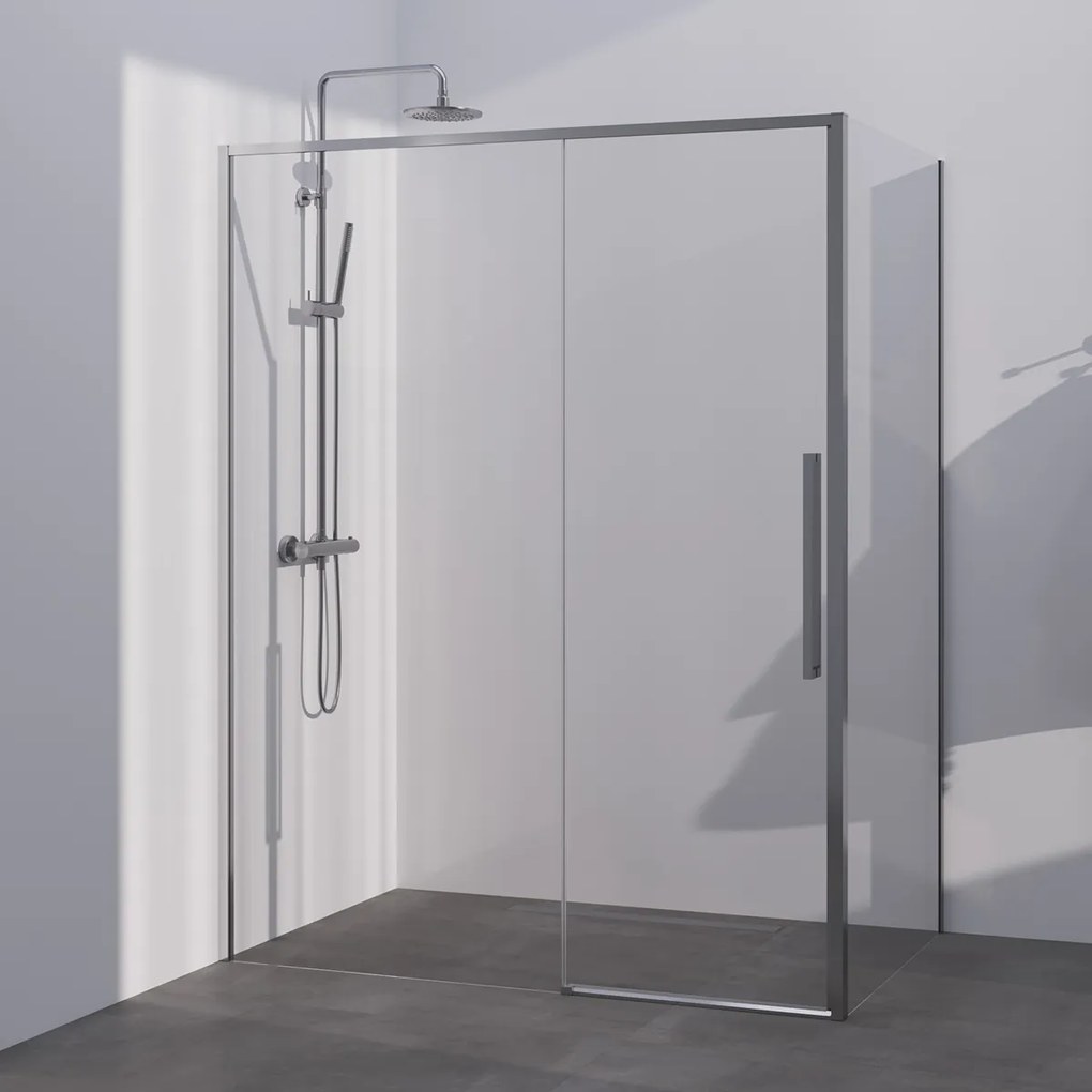 Brauer Season douchecabine met schuifdeur 140x100cm RVS