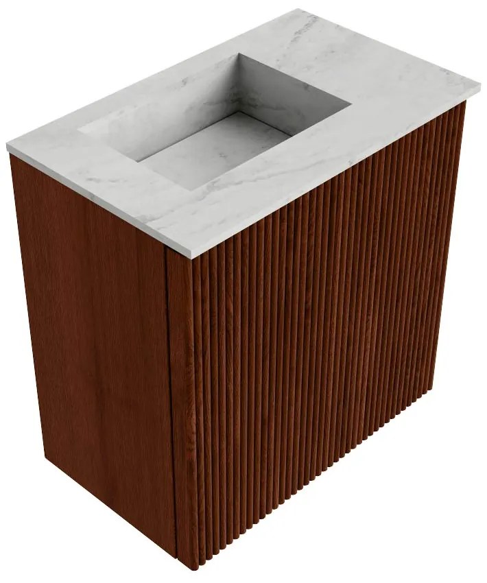 Mondiaz Joya DLux 40cm toiletmeubel ruby met wastafel faye links 1 kraangat opalo
