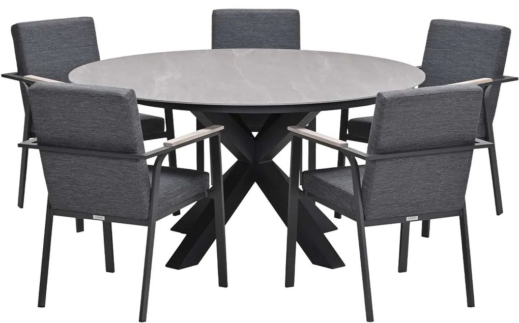 Garden Impressions Angela tuinset 6-delig - Duuk tuintafel Ø150 cm