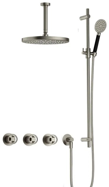 Hotbath Cobber IBSW70 Regendoucheset inbouw - 15cm plafondarm - 30cm ronde hoofddouche - 3 standen handdouche - glijstang - Geborsteld nikkel IBSW70GN1257