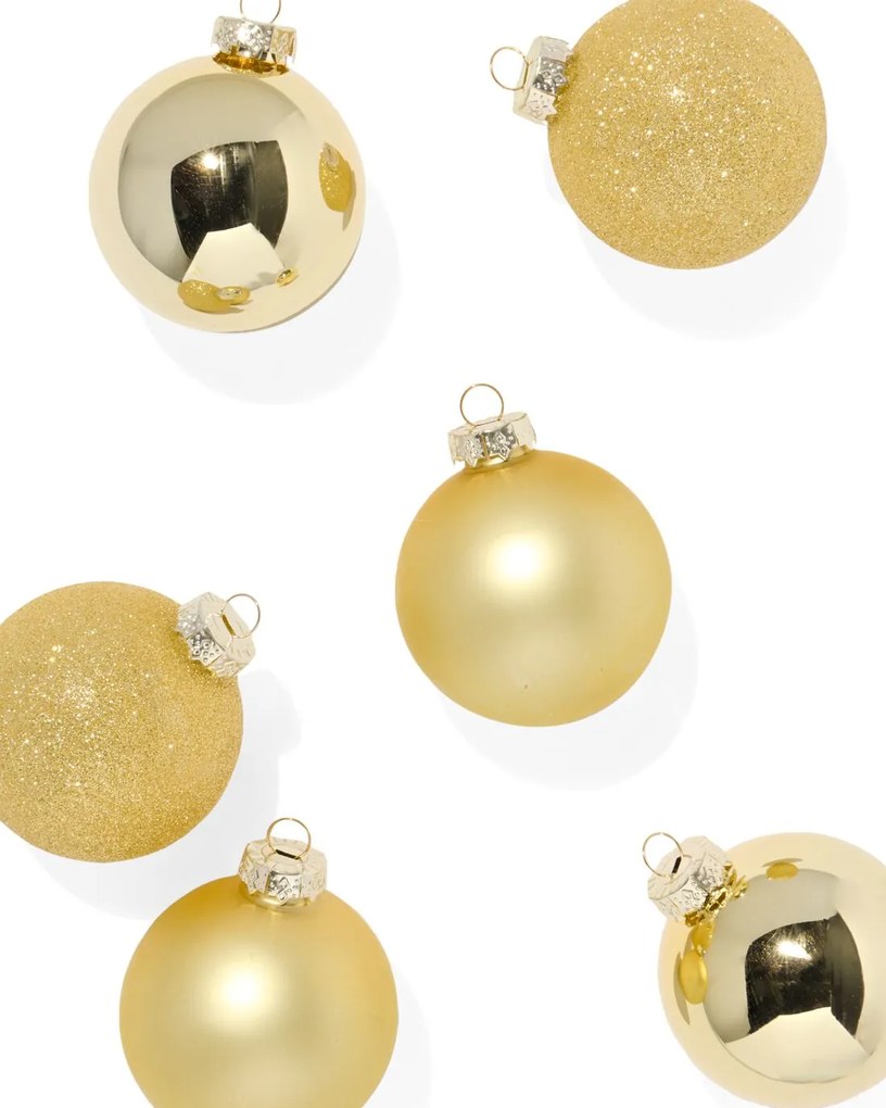 HEMA Kerstballen Glas Goud Ø7 Cm - 6 Stuks (goud)