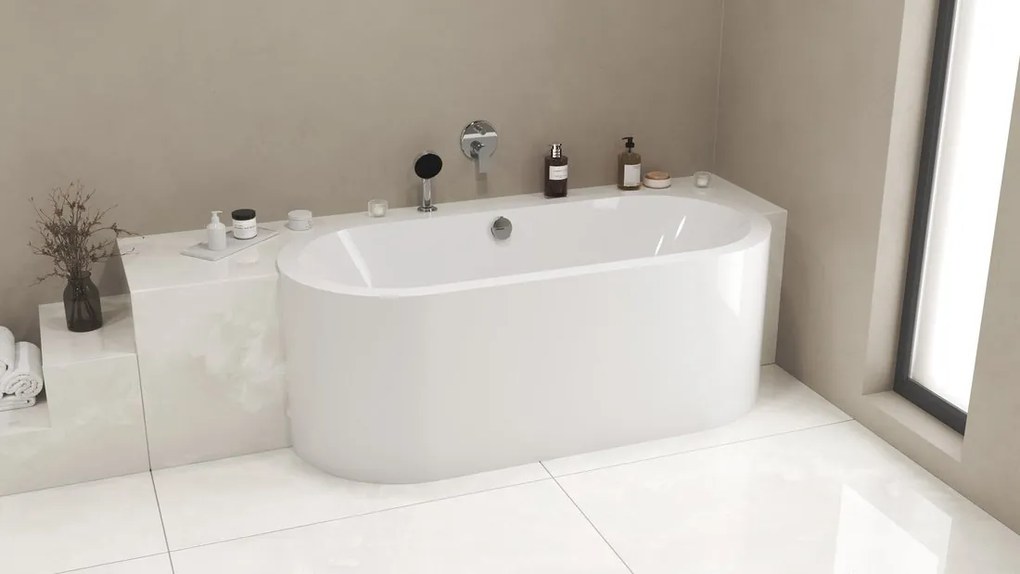 Polysan Viva Monolith half vrijstaand inbouwbad 170x75x60cm wit