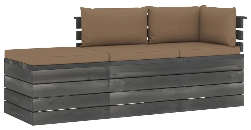 vidaXL 3-delige Loungeset met kussens pallet massief grenenhout