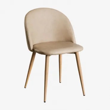 Set Van 4 Eetkamerstoelen Bekleed Met Kunstleer Kana Bruin - Tarwe & Natuurlijk Hout - Sklum