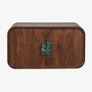 Kivalina Badkamermeubelset Van Mangohout En Natuursteen Groen Marmer Uit Udaipur - Donker Mangohout - Sklum