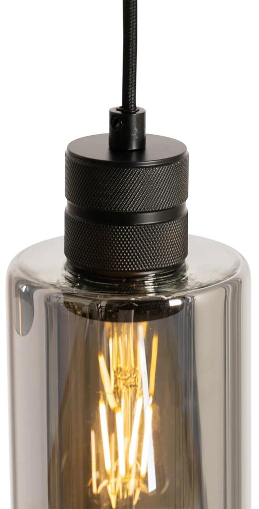 Moderne hanglamp zwart met smoke glas 3-lichts - Stavelot Modern E27 rond Binnenverlichting Lamp
