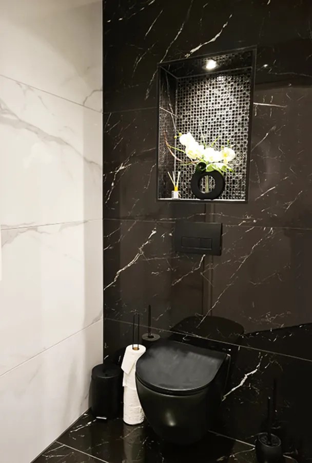 Hoogglans Vloertegel 60x120 Cm Marmerlook Carrara Black Nero Marquina NR74