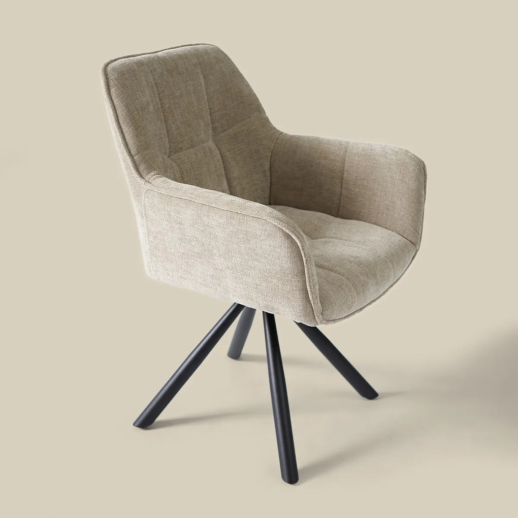 Beige Eetkamerstoel Met Stiksels