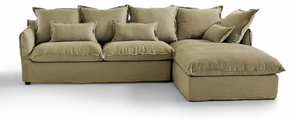 Omvormbare hoekbank in gekreukt linnen, Odna