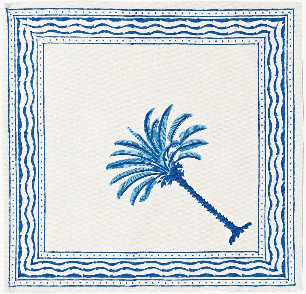Handbedrukte stoffen servetten The Palms, 4 stuks