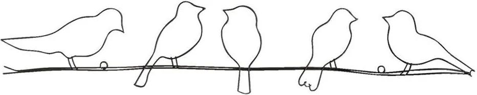 Wanddeco Metal Art Birds - zwart - 12,5x60x0,5 cm - Leen Bakker