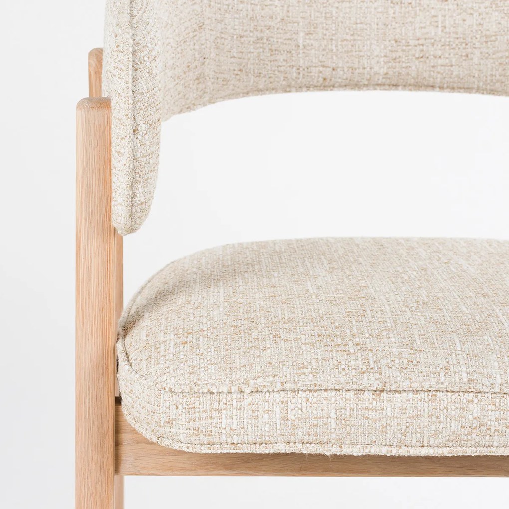 Zuiver Bright Eiken Eetkamerstoel Met Armleuningen Beige