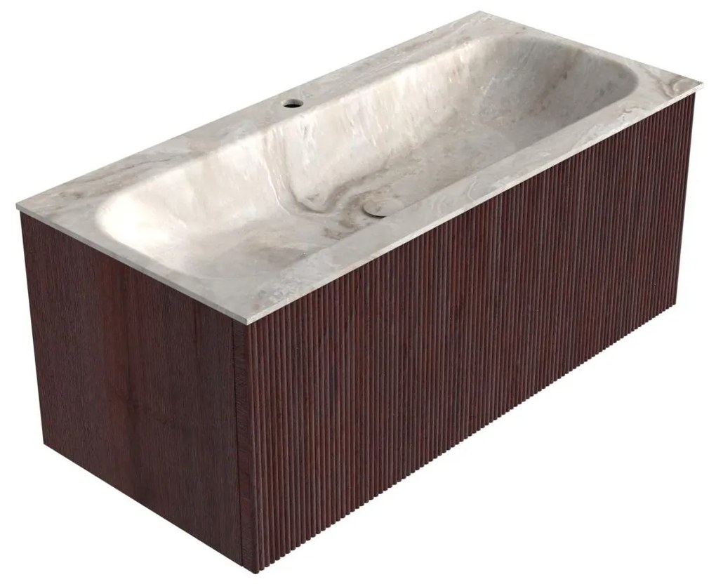 Mondiaz Kurve-dlux 100cm badmeubel ruby met 1 lade en wastafel big medium midden 1 kraangat frappe