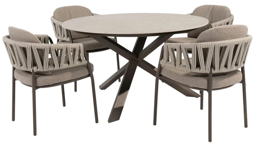 Taste by 4 Seasons Calma tuinset terre met Prado tafel 130 cm Tuinstoel   bruin weerbestendig